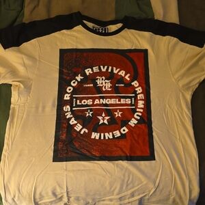 Rock Revival Men's Red and Cream Graphic Tee